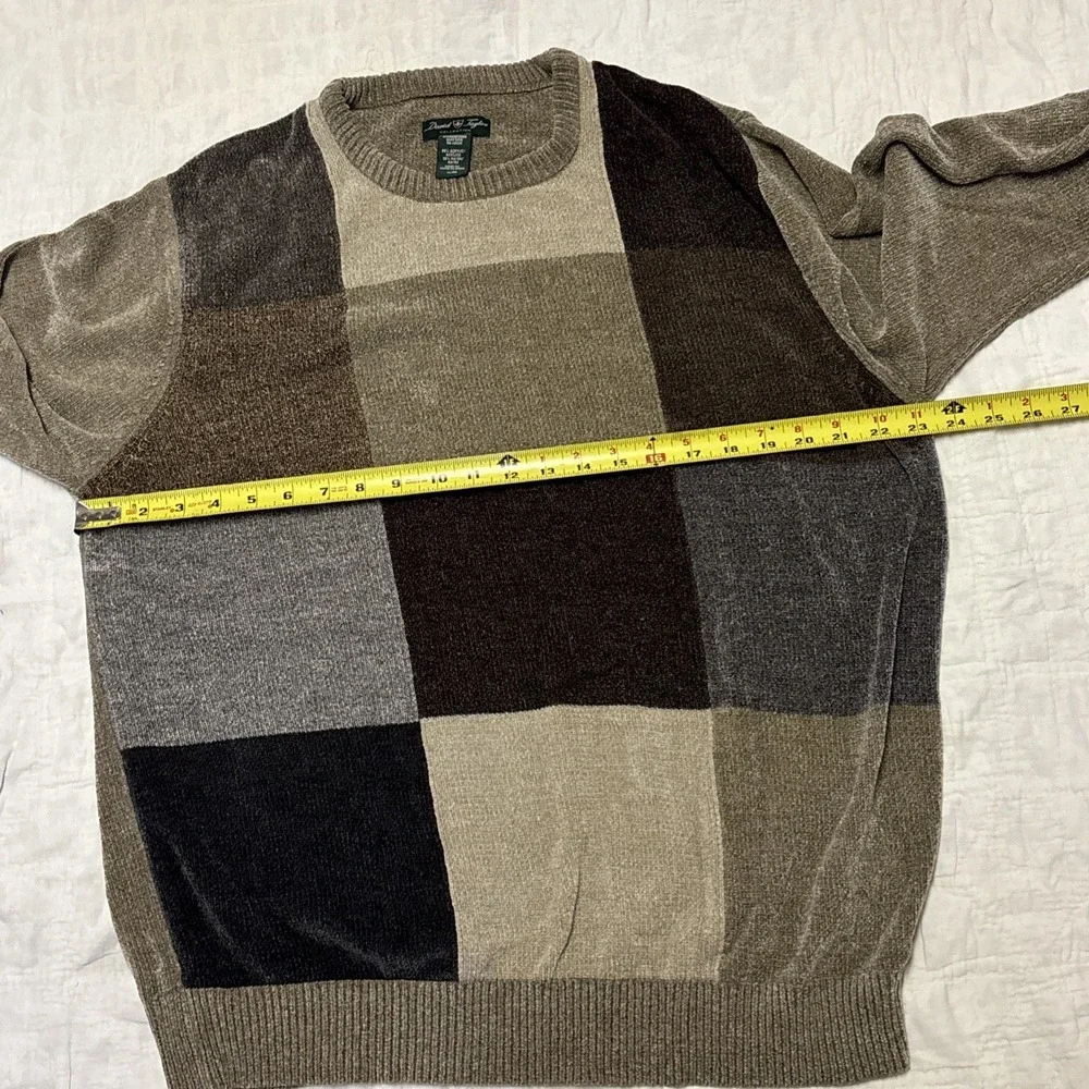 Vtg David Taylor Sweater Mens XL Crewneck Color Block  Chunky‎ Fisherman Brown